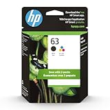 HP 63 Black, Tri-Color Ink Cartridge Printers (2-Pack), Works with DeskJet 1112, 2130, 3630 Series; Envy 4510, 4520; OfficeJet 3830, 4650, 5200, Eligible for Instant Ink, L0R46AN