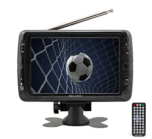 MILANIX MX7 7" Portable Widescreen LCD TV with Detachable Antennas, USB/SD Card Slot, Built in Digital Tuner, and AV Inputs