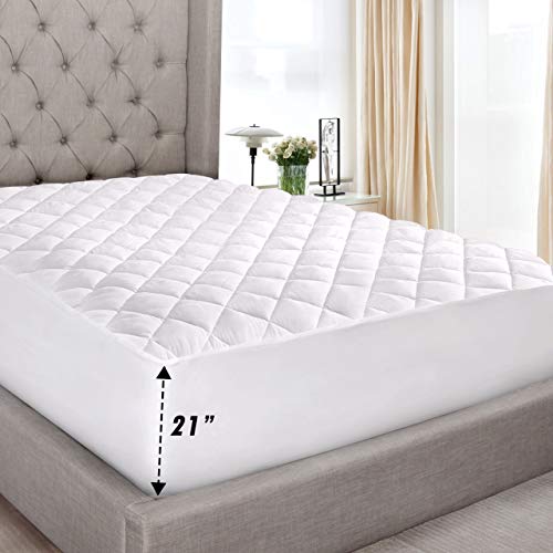 Book Cover Abit Comfort Mattress cover, Quilted fitted mattress pad queen fits up to 20