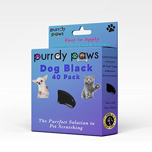 Purrdy Paws 40 Pack Soft Nail Caps for Dog Claws Black Jumbo