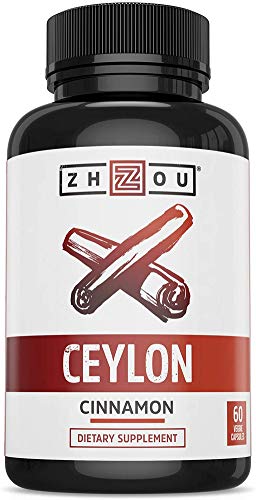 Zhou Ceylon Cinnamon | Supports Blood Sugar, Heart Health and Joint Mobility | True Cinnamon Native to Sri Lanka | 30 Servings, 60 CT