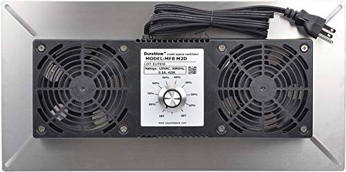 Durablow Stainless Steel 304 Crawl Space Foundation Dual Fans Ventilator + Built-in Dehumidistat, 220 CFM (Model: MFB M2D) by Durablow