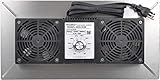 Durablow 220 CFM Air-Out Stainless Steel Crawl Space Vent Fan, Dual Fans with Dehumidistat & Thermostat, Foundation Vent, Radon Mitigation, for Crawl Space, Basement (Stainless Steel, M2D)