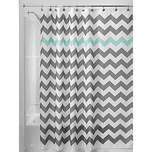 Book Cover iDesign Chevron Shower Curtain, 54 x 78, Gray/Aruba