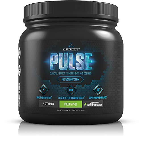 Legion Pulse Pre Workout Supplement - All Natural Nitric Oxide Preworkout Drink to Boost Energy & Endurance. Creatine Free, Naturally Sweetened & Flavored, Safe & Healthy. Green Apple, 21 Servings.