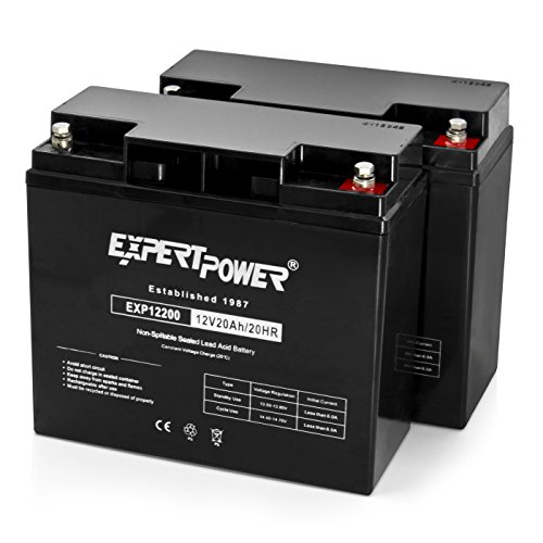(2 Pack) ExpertPower 12 Volt 20 Ah Rechargeable Battery With Threaded Terminals [EXP12200]
