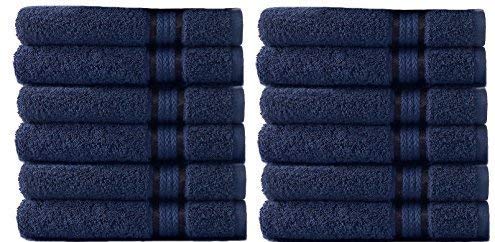 Book Cover Cotton Craft - 12 Pack - Ultra Soft Extra Large Wash Cloths 12x12 Night Sky - 100% Pure Ringspun Cotton - Luxurious Rayon Trim - Ideal for Daily Use - Each Towel Weighs 2 Ounces
