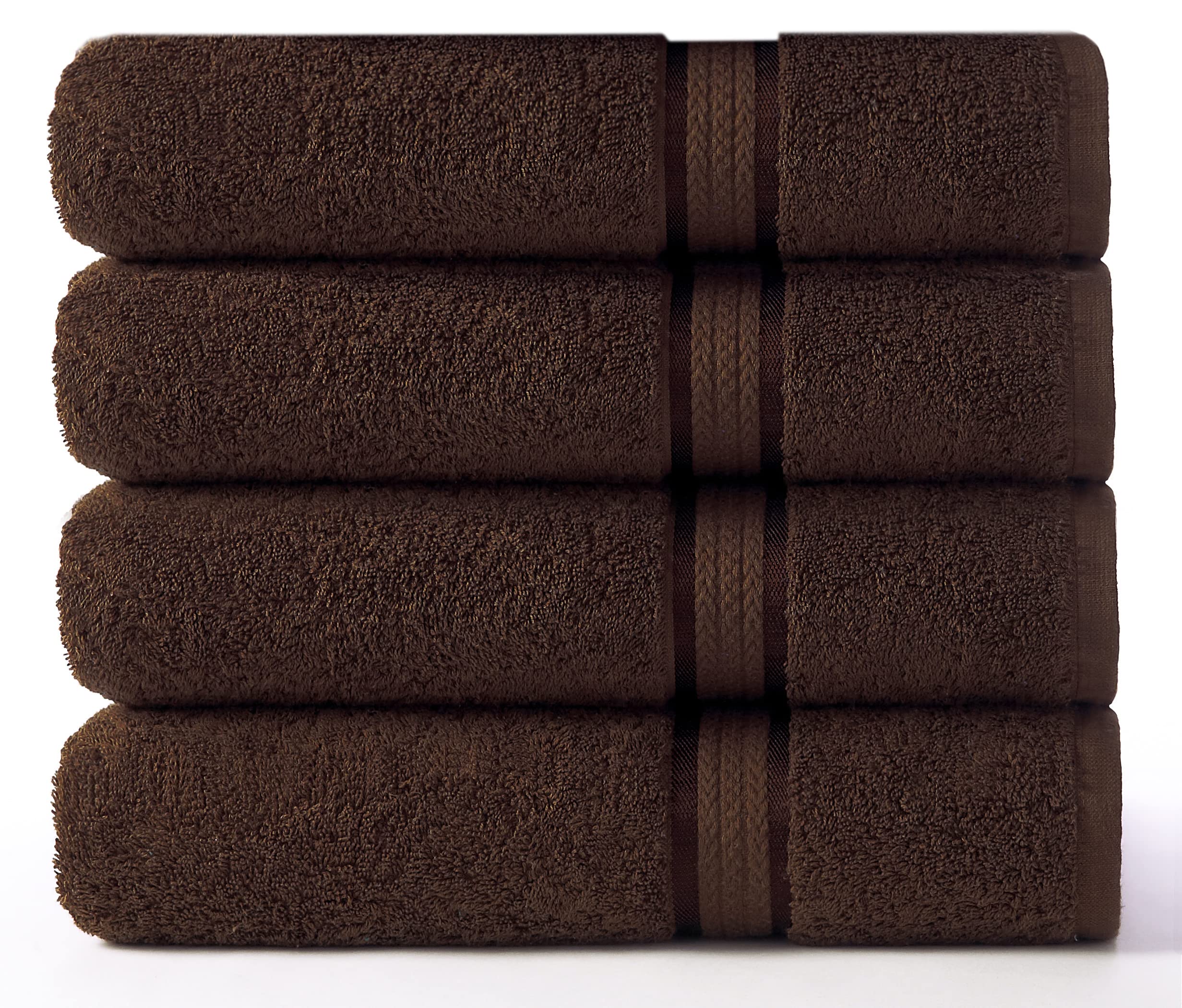 Book Cover COTTON CRAFT Ultra Soft Oversized Bath Towels - 4 Pack Extra Large Bath Towels - 30x54 - Absorbent Everyday Luxury Hotel Spa Gym Shower Beach Pool Camp Dorm - 100% Cotton - Easy Care - Chocolate Brown 4 Pack Bath Towels Chocolate