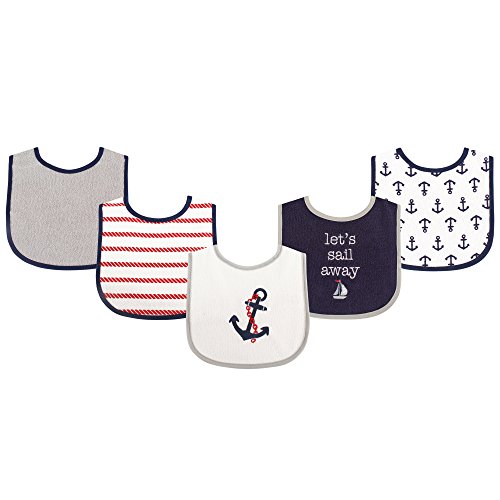 Luvable Friends Fun Prints Drooler Bibs, Boy Nautical, 5 Count by Luvable Friends