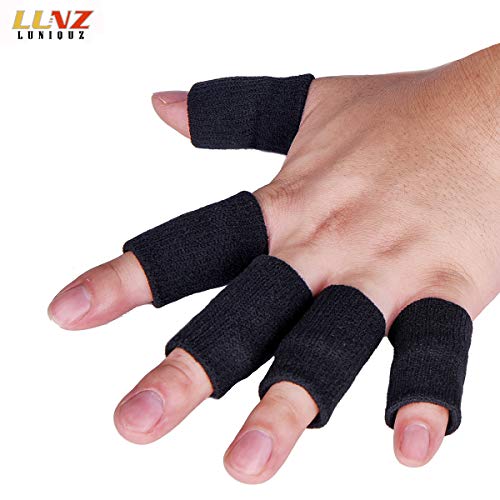 Luniquz Finger Sleeves, Thumb Splint Brace for Finger Support, Relieve Pain for Arthritis,Triggger Finger, Compression Aid for Sports, Black