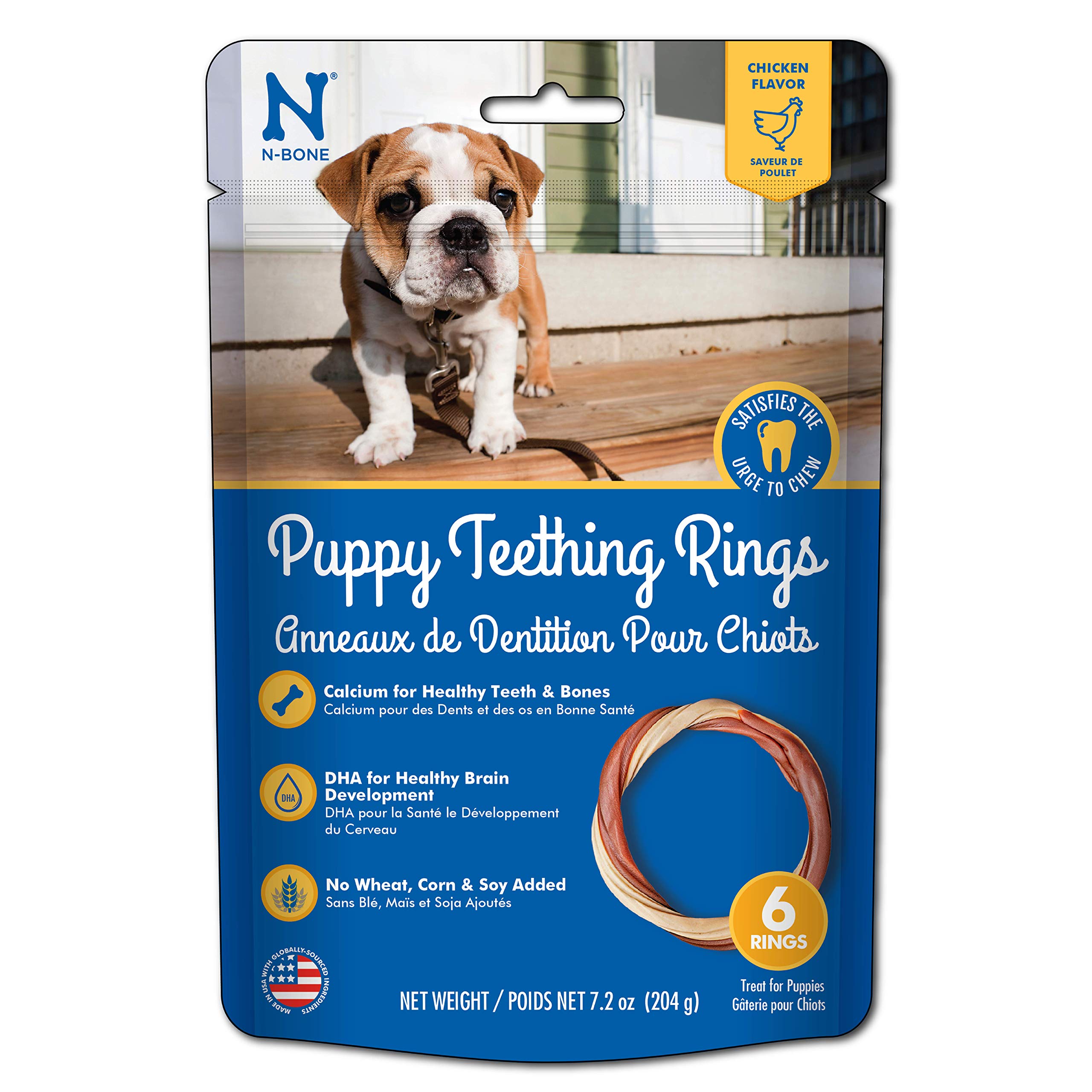 Book Cover N-Bone Puppy Teething Rings Chicken Flavor Dog Treat, 6 count bag, 7.2-oz 7.2 Ounce (Pack of 1)