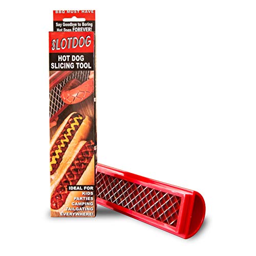 Book Cover SLOTDOG - Hot Dog Slicing Tool - 10 inch - Red