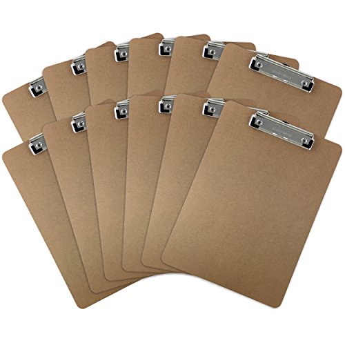 Book Cover Trade Quest Global Corp Letter Size Clipboards Low Profile Clip, Hardboard (Pack Of 12)