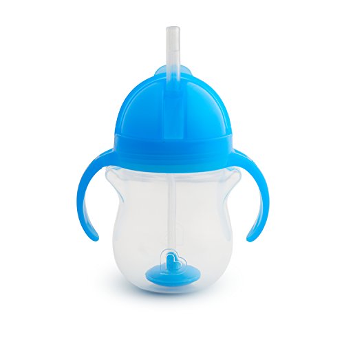 Book Cover Munchkin Click Lock Weighted Straw Cup, 7 Ounce, Blue