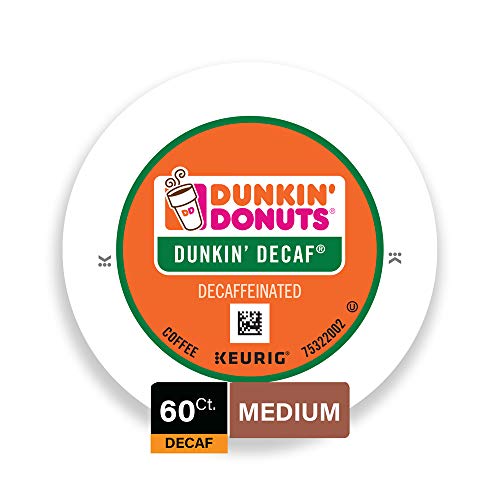 Book Cover Dunkin' Donuts Medium Roast Decaf Coffee, 60 K Cups for Keurig Brewers