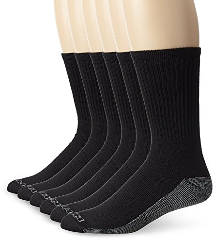 Dickies Men's Dri-Tech Comfort Crew 6-pack Socks, (Sock size:13-15, Shoe Size 12W-15, Black/Grey)