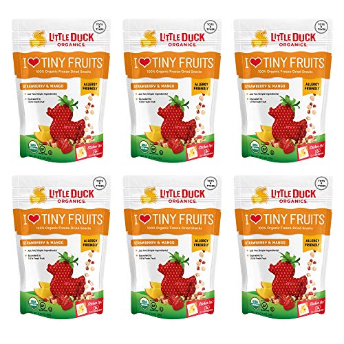 Little Duck Organics I Love Tiny Fruits, Freeze Dried Snacks, Strawberry & Mango, 0.75 Ounce Pouch (Pack of 6)