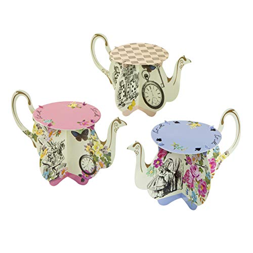 Talking Tables Alice In Wonderland Party Supplies | Cupcake Stand | Great For Mad Hatter Tea Party, Birthday Party And Baby Shower | 3 Designs, 6 Pack
