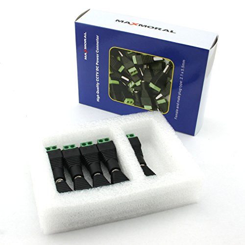 Book Cover Maxmoral 5 Pair (5 x Male + 5 x Female) DC Power Jack 5.5mm x 2.1mm CCTV Power Jack Adapter
