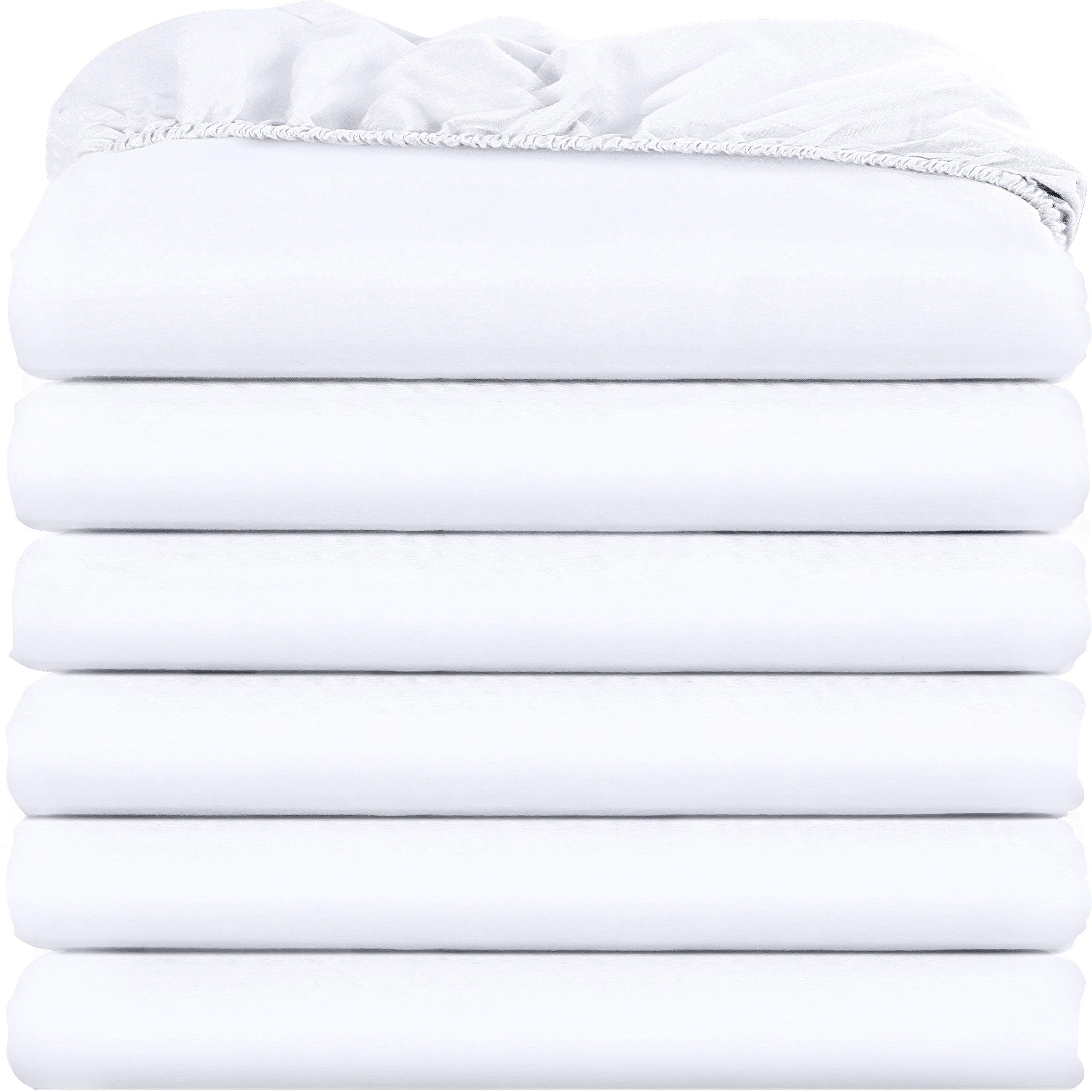 Book Cover Utopia Bedding Twin Fitted Sheets - Bulk Pack of 6 Bottom Sheets - Soft Brushed Microfiber - Deep Pockets - Shrinkage & Fade Resistant - Easy Care (White) Twin White