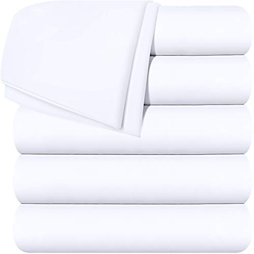 Book Cover Utopia Bedding Flat Sheets - Pack of 6 - Soft Brushed Microfiber Fabric - Shrinkage & Fade Resistant Top Sheets - Easy Care (Full, White)