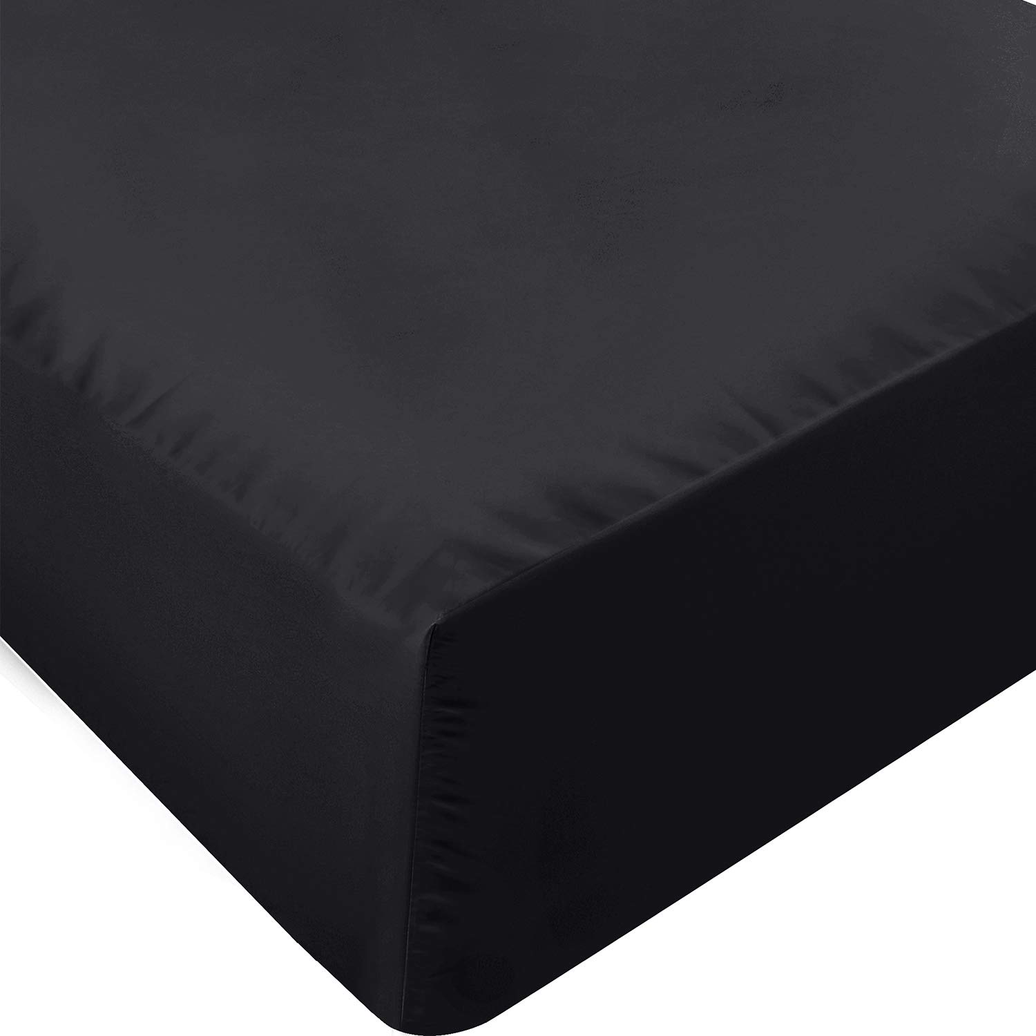 Utopia Bedding Twin Fitted Sheet - Bottom Sheet - Deep Pocket - Soft Microfiber -Shrinkage and Fade Resistant-Easy Care -1 Fitted Sheet Only (Black) Twin Black