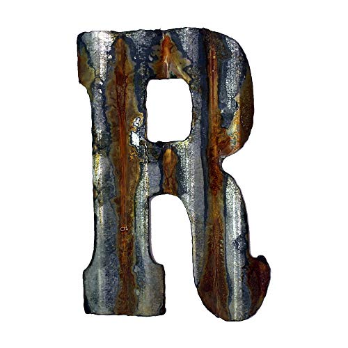 Book Cover Custom Cut Decor 8'' Rusty Galvanized Corrugated Metal Letter -R