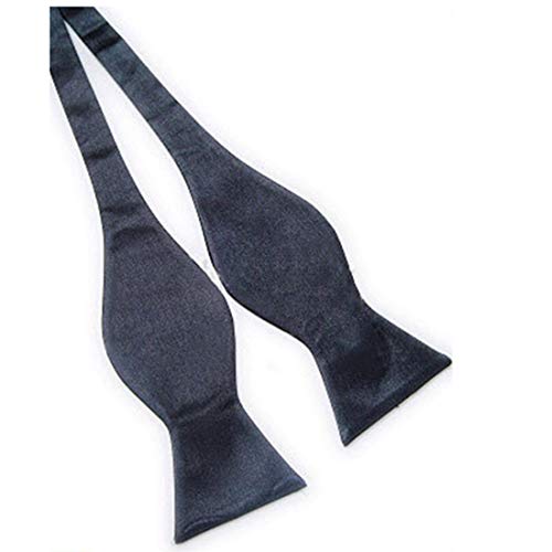 Polytree Men's Solid Color Self Bow Tie (Dark Grey)
