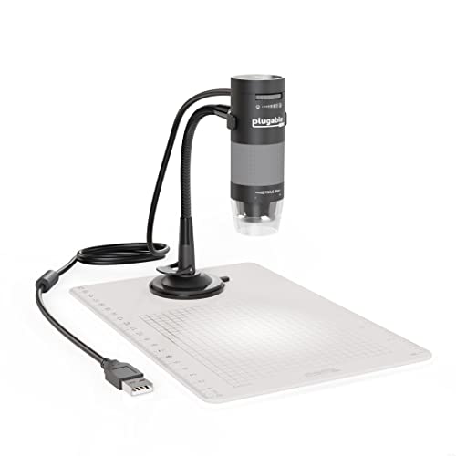 Book Cover Plugable USB Digital Microscope with Flexible Arm Observation Stand Compatible With Windows, Mac, Linux (2MP, 250x Magnification)
