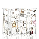 Sagler Jewelry Organizer - 6-Tier Earring Holder Rack For 140 Pairs - Compact Stand For Jewelry - Clear Acrylic Necklace Holder - Foldable & Freestanding Table Top Jewelry Holder - 11.57x4.8x3.46"