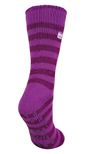 Heat Holders Women's 2.34 Tog Thermal Slipper Socks, 5-9 Us, Violet Stripe