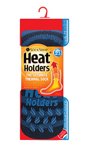 Men's 2.34 Tog Thermal Heat Holder Slipper Socks, 7-12 Us, Royal Blue Stripe