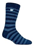 Men's 2.34 Tog Thermal Heat Holder Slipper Socks, 7-12 Us, Royal Blue Stripe