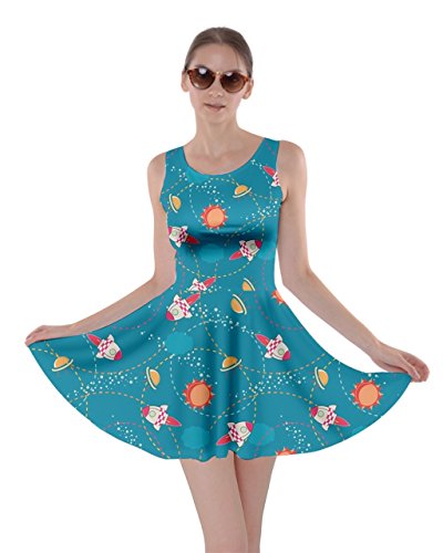CowCow Womens Rick Morty Meeseeks Destroy Mooncake Final Space Mrs Frizzle Space Skater Dress, XS-5XL