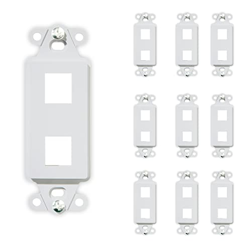 Legrand - OnQ 2 Port Decorator Outlet Strap, Wall Outlet Cover, Keystone Wall Plate, Outlet Cover for Keystone Wall Plate 2 Port, White, WP3412WH, 10 Pack