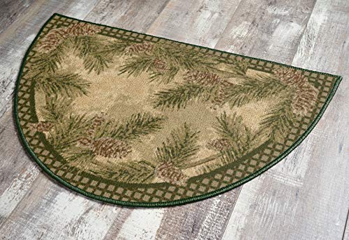 Brumlow Mills Pine Cone Rustic Fall Winter Gingham Kitchen or Home Decor Area Rug, 19"x32", Half Circle