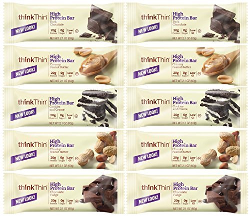 Thinkthin High Protein Super Variety Pack, 2.1 Ounce (Pack of 10)