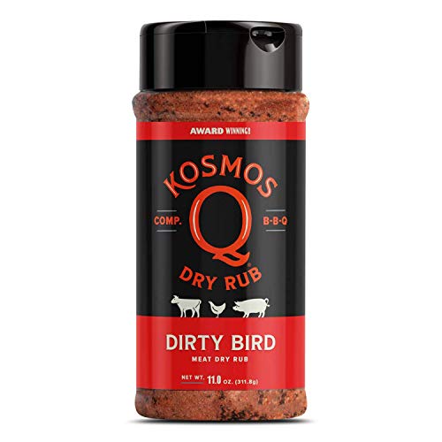Kosmos Q Dirty Bird BBQ Rub | Savory Blend | Great on Chicken, Pork, Steaks & Brisket | Best Barbecue Rub | Meat Seasoning & Spice Dry Rub | 11 oz Shaker Bottle