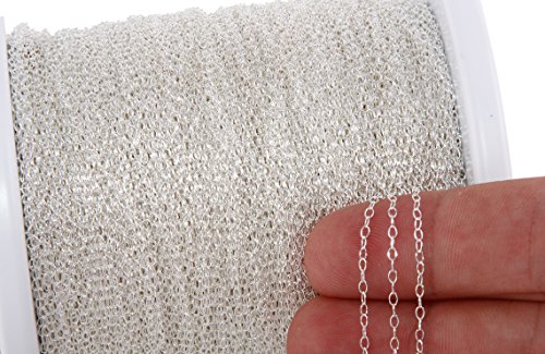 5 Feet Sterling Silver Unfinished Bulk Chain Small Cable 1.4x2.2 mm for DIY Beading Arts and Crafts