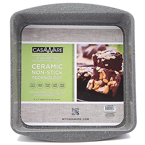 casaWare Ceramic Coated NonStick 9in Square Cake Pan (Silver Granite)