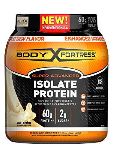 Book Cover Body Fortress Super Advanced Whey Protein Isolate Powder, Gluten Free, Vanilla, 1.5 lbs