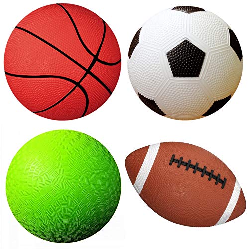 Book Cover Set of 4 Sports Balls with Pump, 5