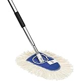Nine Forty Heavy Duty, Industrial-Strength Cotton Wedge Dust Mop Head w/ Handle - Home & Commercial Hardwood Floor Cleaning - Designed for High-Performance Janitorial & Housekeeping Tasks