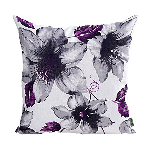 Book Cover LAZAMYASA Printed Rose Cover Pillows Case Soft Throw Pillow Double-Sided Digital Printing Couch Pillowcase Square 18 x 18in,Purple