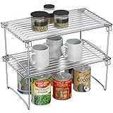 Deco Brothers Stackable Cabinet Shelf Organizer, 2 Pack, Chrome