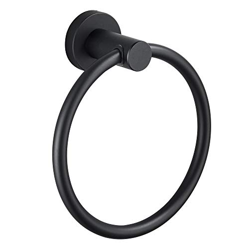 Book Cover MARMOLUX ACC Black Towel Ring Hand Towel Holder Circle Round Towel Hanger Space Saver Bathroom Hardware Stainless Steel Heavy Duty Wall Mount BathTowel Rack, Rubber Matte Black