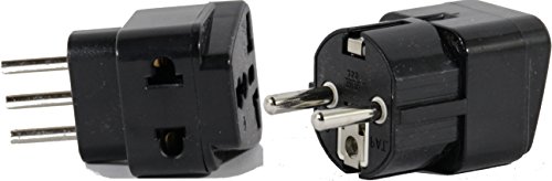 US to ITALY Travel Adapter Plug for USA/Universal to EUROPE Type E (C/F) & L AC Power Plugs Pack of 2