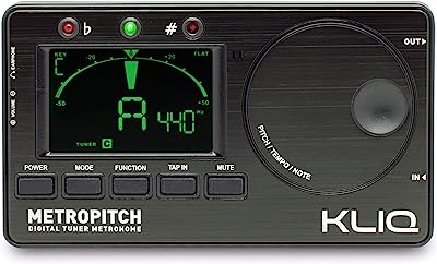 Book Cover KLIQ MetroPitch - Metronome Tuner for All Instruments - with Guitar, Bass, Violin, Ukulele, and Chromatic Tuning Modes - Tone Generator - Carrying Pouch Included, Black