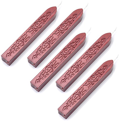 Yoption 5 Pcs Totem Fire Manuscript Sealing Seal Wax Sticks with Wicks Cord Wick Sealing Wax For Postage Letter Retro Vintage Wax Seal Stamp (Flashing Red Wine) by