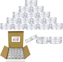 50 Jars Beauticom 3 Grams / 3 ml small Plastic Jar - Premium Quality Round Clear containers with Lid for Cosmetic Lotion Cream Makeup Beads eye shadow Pot sample travel Containers (Clear Lid)